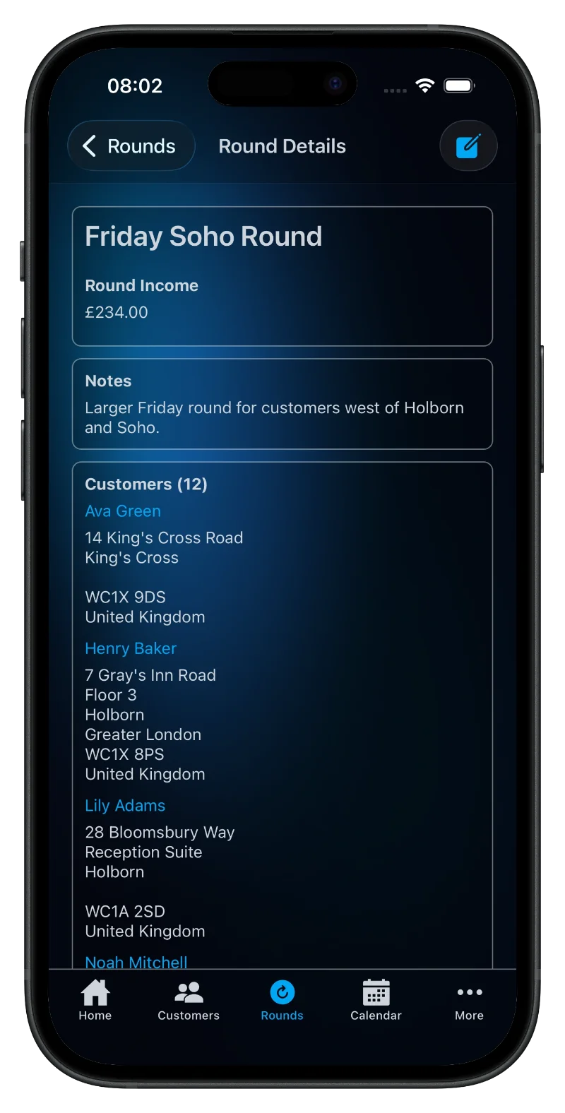 Budelo App Round Details Screen on an iPhone